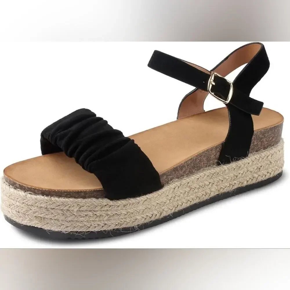 Mysoft Espadrille Summer Sandals Open Toe Wedge Casual Sandals Women Size 7 New‎